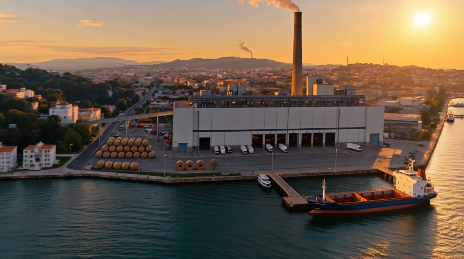 Kıyıdaki kağıt fabrikası, havadan